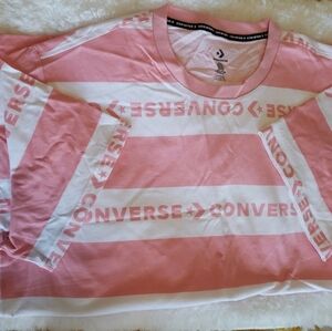 Converse Pink and White Striped Long Sleeve Shirt